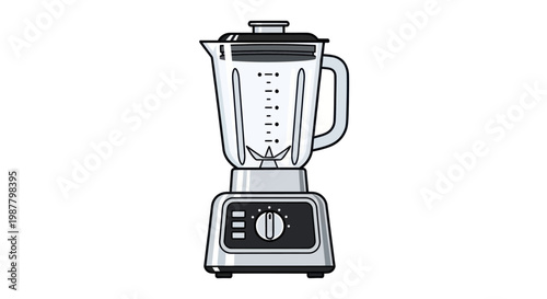 Modern kitchen blender isolated on white background, illustration