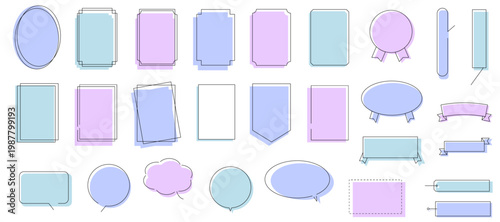 梅雨をイメージした吹き出しとフレームのイラストセット　ベクター背景素材