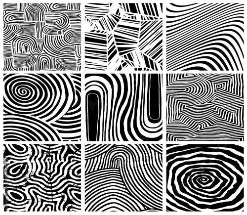 Background set abstact  texture black pattern.