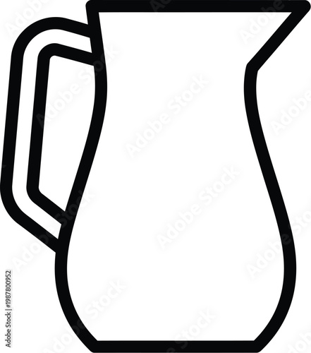 A simple black outline drawing of a classic beverage pitcher with a handle and spout