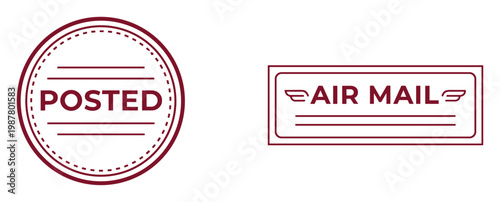 Vintage stamp collection with 'posted' and 'air mail' messages for postal services