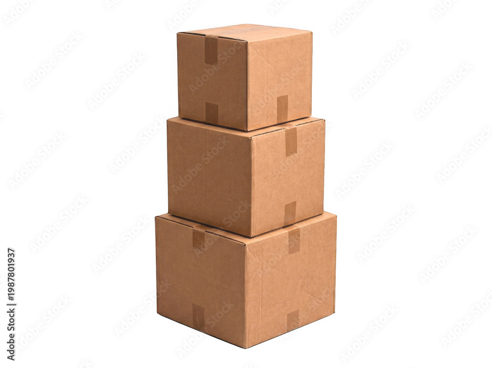 Obraz premium Cardboard boxes stacked packaging for shipping storage and moving logistics concept