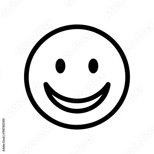 Simple outline icon of a smiling face in a clean cartoon style design Vector illustration