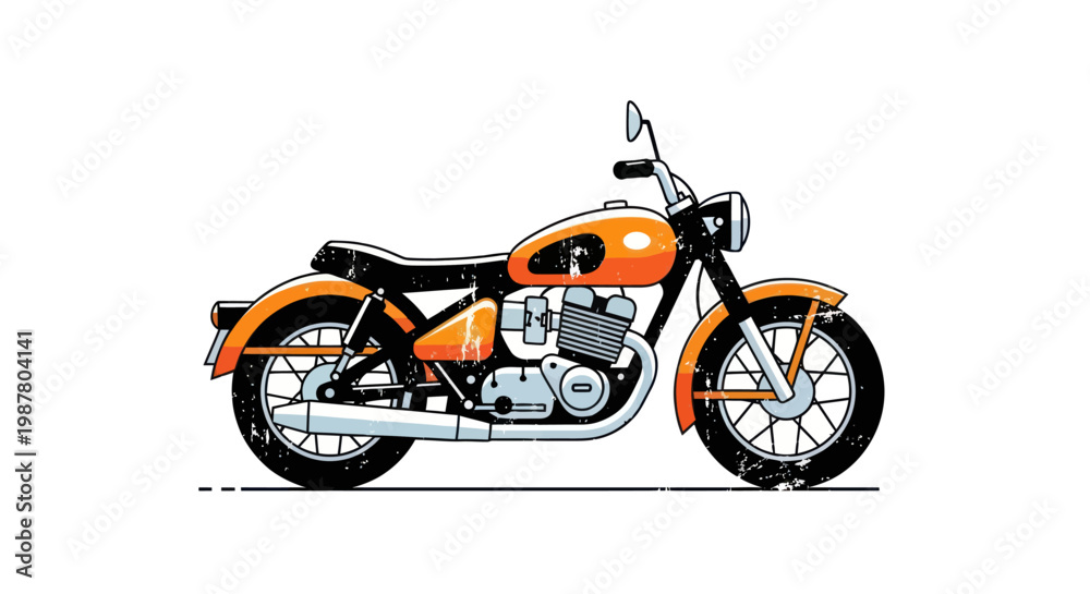 Obraz premium Classic Orange Motorcycle Side View.