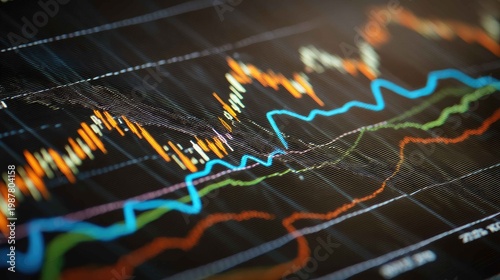 Abstract Financial Chart with Colorful Data Visualization Elements