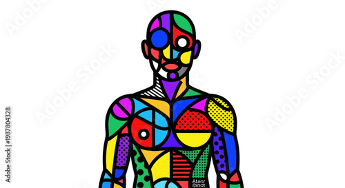 Colorful Mosaic Human Body Portrait.