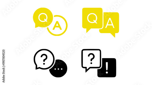 Speech bubble icons for questions, answers, and discussions.