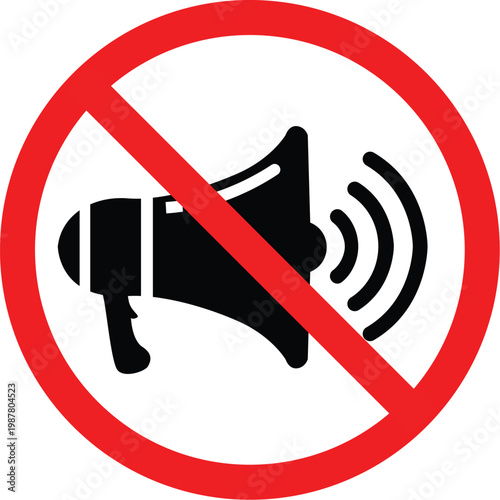 Silence Please Sign:Black Quiet Zone Notice with No Noise Symbol