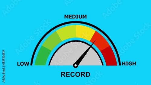A video showcasing a medium risk level gauge with a needle pointing to the medium section on a blue background