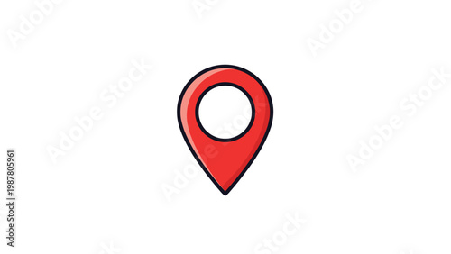 Minimalist red map marker or location pin icon with a black border on a clean white background for navigation apps. Free Download Minimalist red map marker or location pin icon with a black border on a clean white background for navigation apps. - GFXLoad