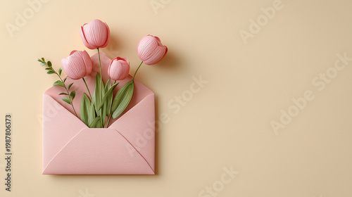 Pink Envelope of Floral Ele...