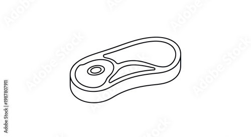 Raw Beef Steak Outline Icon on White Background
