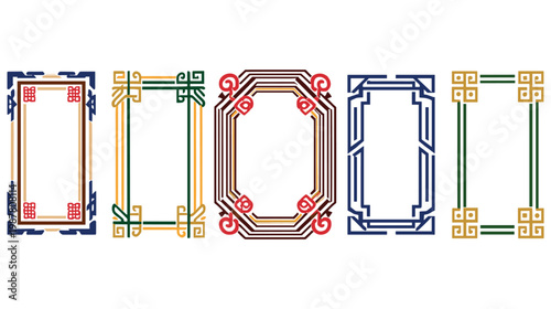 Ornate decorative frames and borders in traditional asian style perfect for invitations or graphic design.