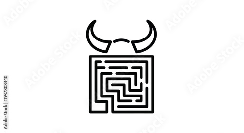 Minotaur Maze Labyrinth Icon Symbol