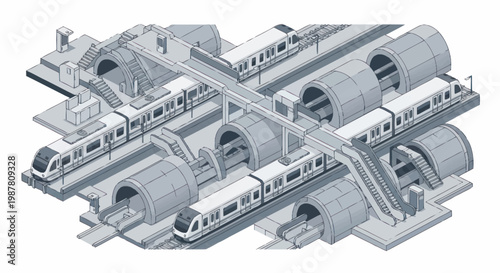 Monorail Trains on Elevated Tracks System.