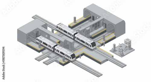 Train Station with Two Trains.