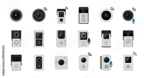 Smart Doorbell Camera Collection: Modern Security Devices with Wi-Fi and Audio