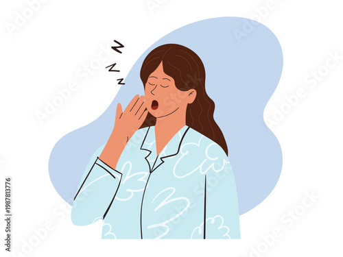 Sleepy woman wants to sleep, woman feels the tired and yawns