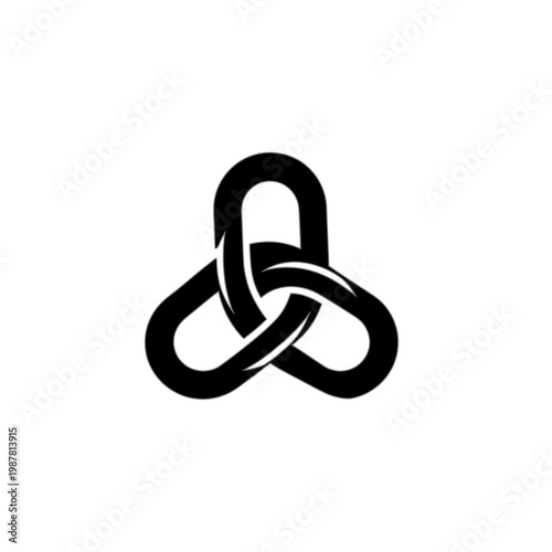 Interlocking Three Link Chain Knot Icon, Unity and Strength Symbol Vector Illustration Isolated on White Background