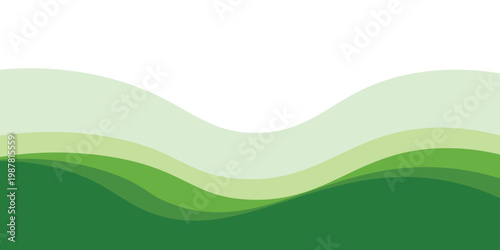 Abstract Green Wave Background with Layered Eco-Friendly Gradient Curves