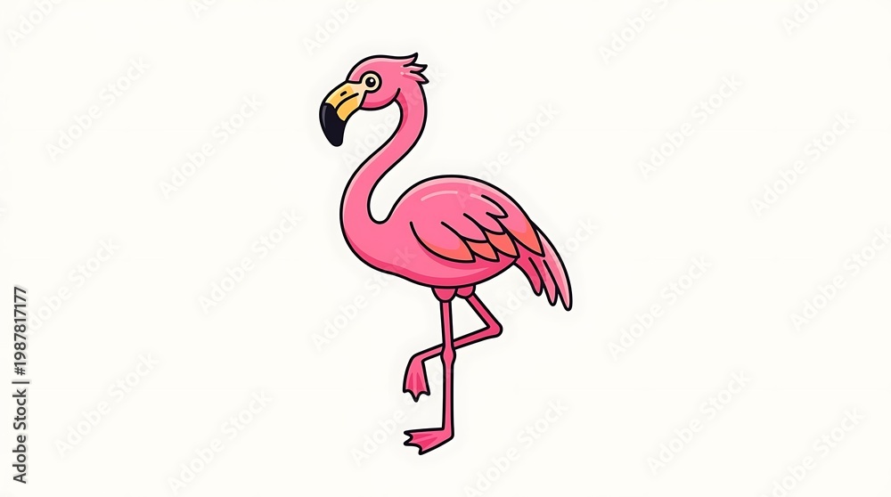 Obraz premium Pink Flamingo Cartoon Animal.