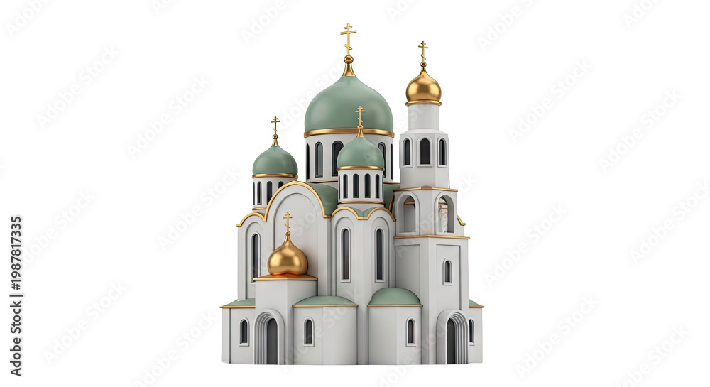 Obraz premium Orthodox Church with Green and Gold Domes