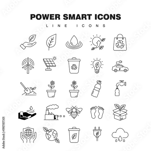 Smart Energy Icon, Renewable Power Technology, Green Electricity Symbol, AI Energy Management