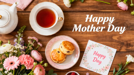 Happy Mother Day Tea and Scones Composition