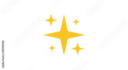 Golden Star Icon with Sparkles.