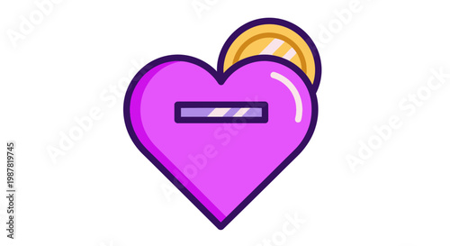 Purple Heart with Coin Symbol.