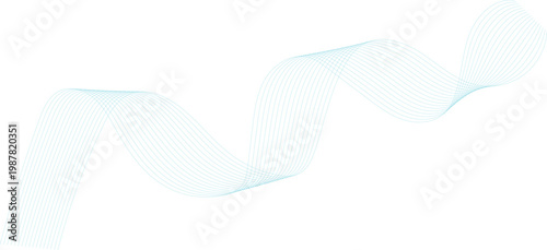 Abstract flowing wavy lines forming dynamic ribbon wave, elegant background with cyan color blend.