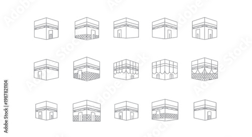 Kaaba Icons Collection: Multiple Views of Islamic Holy Site in Mecca