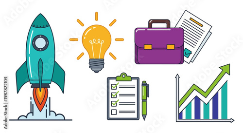 Business Startup Rocket Launch Growth.