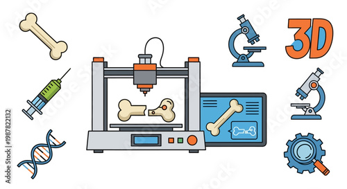 Three dimensional printer making bone model.