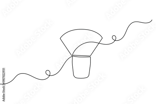 Makeup brush continuous one line drawing minimalist vector illustration