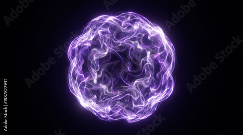 Bild auf Leinwand Vibrant purple and white swirling energy ball glowing brightly against a dark ba