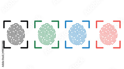 Fingerprint Scan Icon Biometric Security Identity Verification Access Control Technology Vector Illustration Design Isolated White Background
