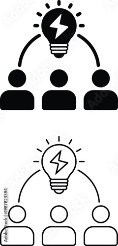 Collective Innovation and Team Idea Sharing Concept Silhouettes and Line Art