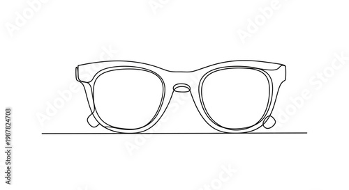 Minimalist Line Art of Stylish Sunglasses on White Background