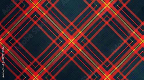 A vibrant plaid pattern with red, yellow, and black colors