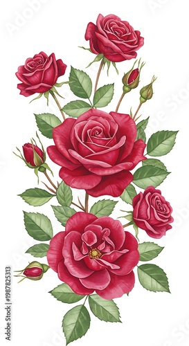 Crimson Roses: Watercolor Floral Bouquet