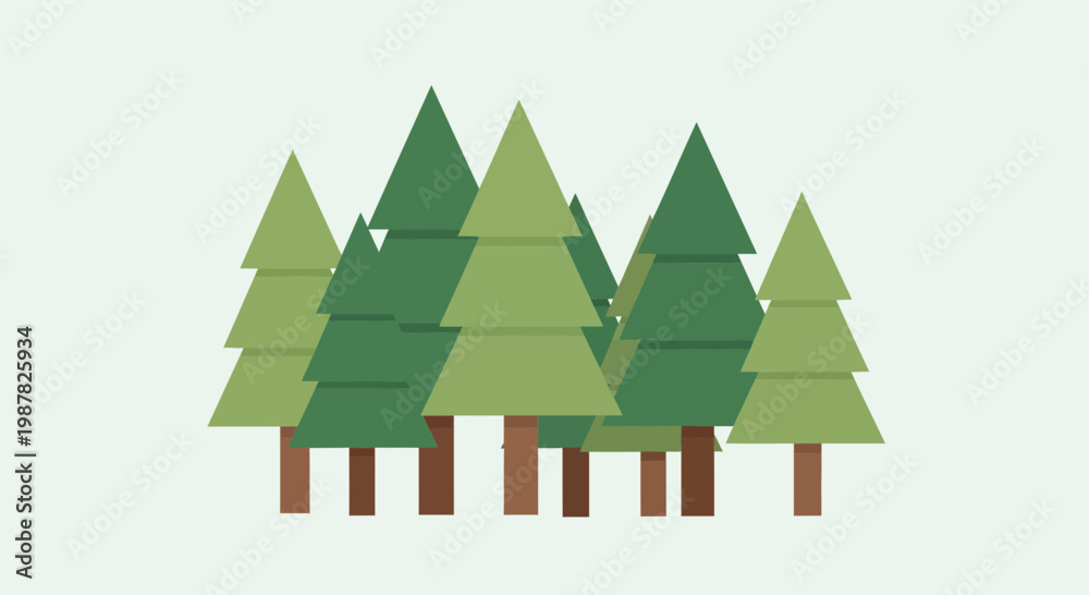 Obraz premium Flat design evergreen forest illustration