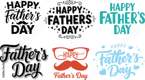 Festive father's day typography colorful and decorative greetings