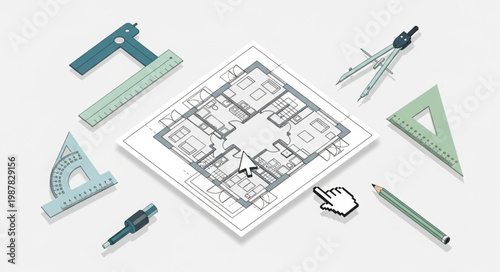 Architectural Blueprint and Drafting Tools.
