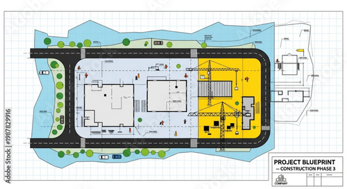 Architectural Blueprint Project Plan Drawing.