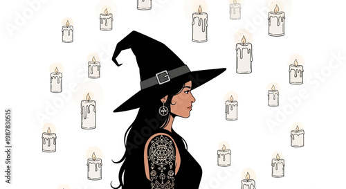Witch with Candle Circle