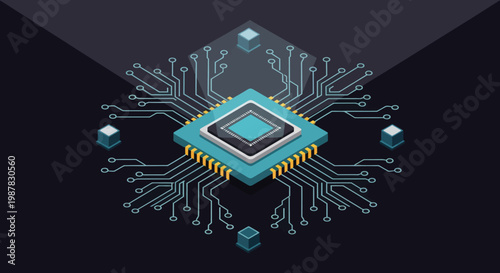 Microchip Electronic Circuit Board Component Closeup.