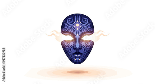 Mysterious Ornate Mask with Smoke and Light