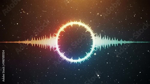 Sound wave circle in space background.