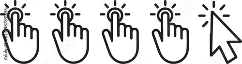 Vector hand cursors icons click set